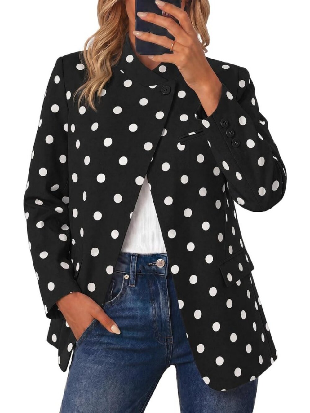 Chic Women's Plaid Blazer Jacket - Business Casual Open Front Suit Coat